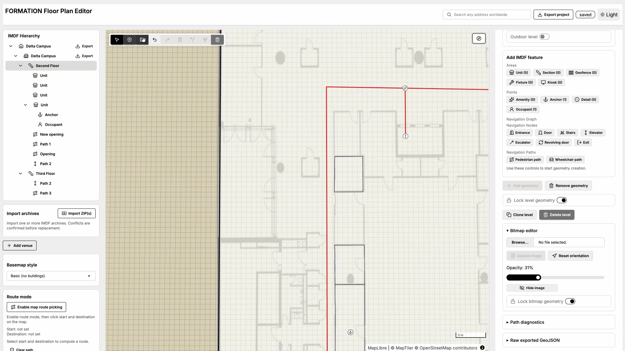 Animated demo of creating a room polygon in the Floor Plan Editor